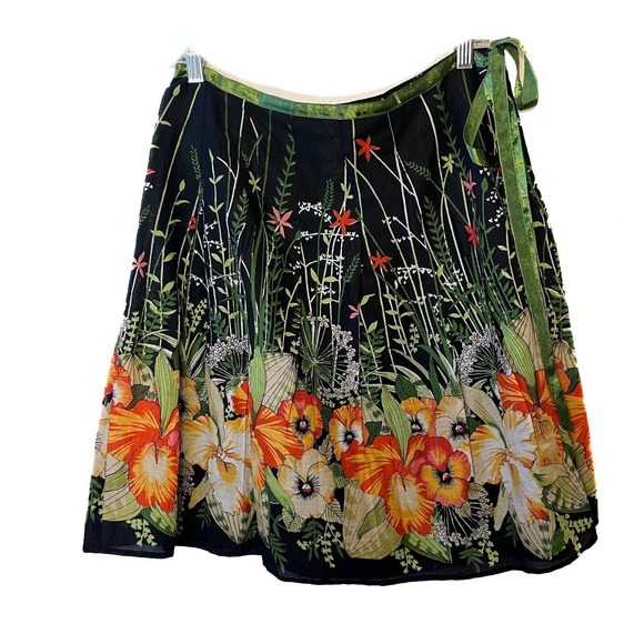 Raviya Dresses & Skirts - RAVIYA Skirt 100% Cotton Tropical Floral Side Zip & Bow Short Lined Women Medium